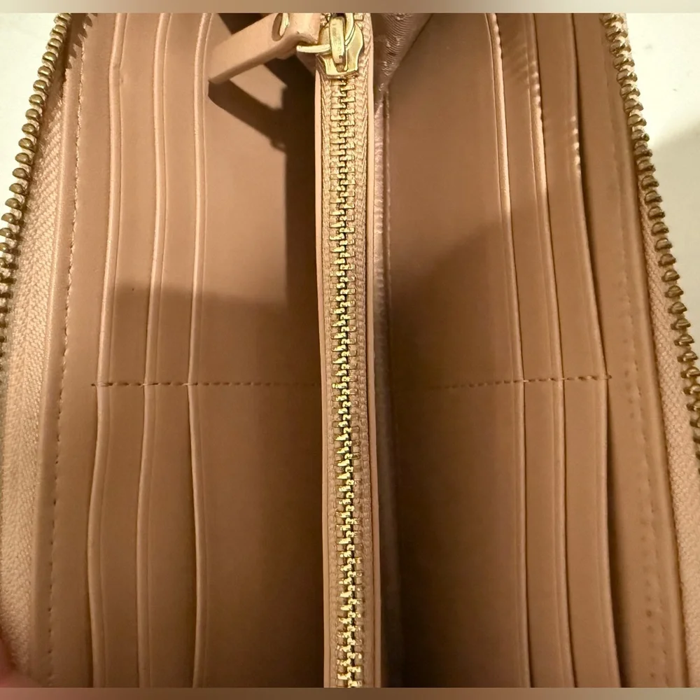 Kate Spade Joeley Rose Gold Glitter Continental Zip Around Wallet Large